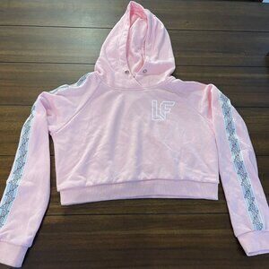 LF Women's Cropped Logo Hoodie Pink Size Medium